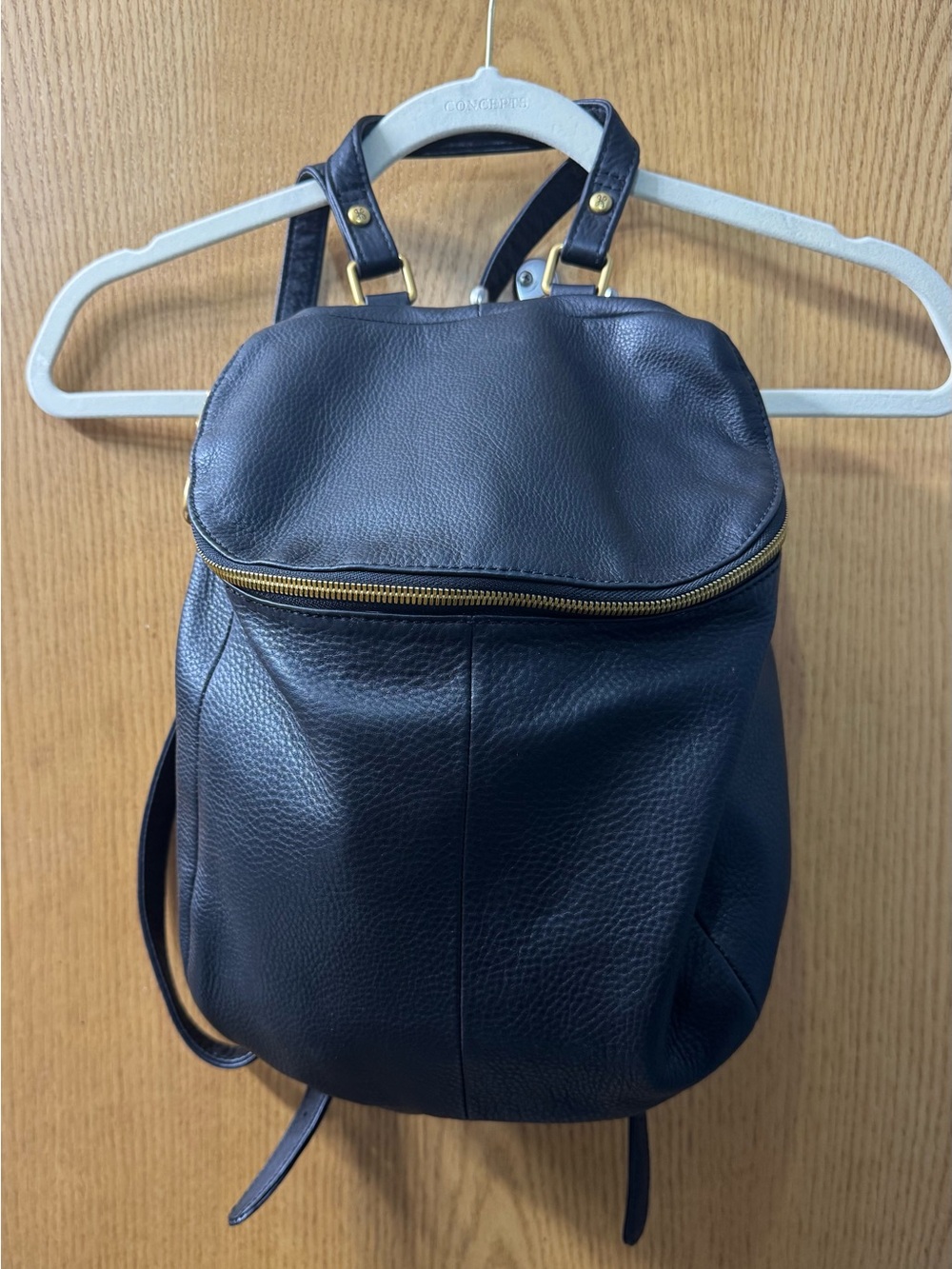 HOBO Black Leather Backpack with Gold-Tone Zipper